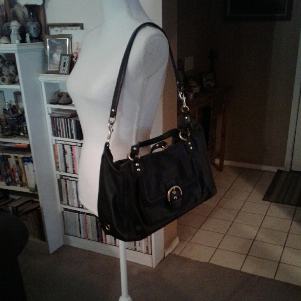 🌺 Vintage Black Coach Leather Caryall Bag - Mint Condition - Picture 2 of 7